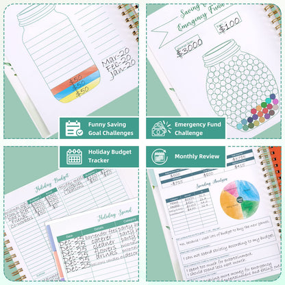 SOLIGT 8.5 x 11 inches Large Budget Planner and Monthly Bill Organizer – Premium Hardcover Budget Book with 12 Pockets for Savings, Debt, Expense Tracking – Budget Tracker with Stickers