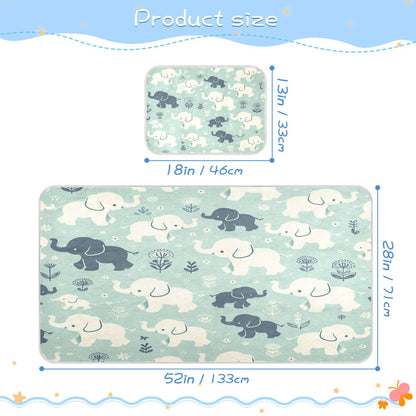 Burbuja Baby Cooling Mat Baby Elephant Bed Pad Ice Silk Cool Mat for Crib Mattress, Sleeping Pad with Pillowcase for Girl Boy, 28x52 in