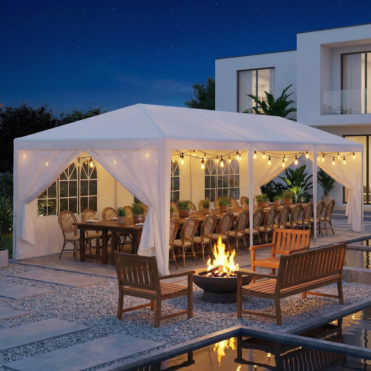 HOTEEL 10x30 FT Party Tent Outdoor Canopy Tents for Parties with 8 Removable Sidewalls, Carpas para Fiestas Waterproof for Gazebo Large Backyard Shelter Patio White Wedding Event Tent BBQ