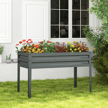 HAPPYGRILL Raised Garden Bed, Galvanized Garden Box with Legs, Drainage Holes, 2 Gloves, Outdoor Planter Box for Garden, Backyard & Patio, 46”x 24” x 32”, Grey
