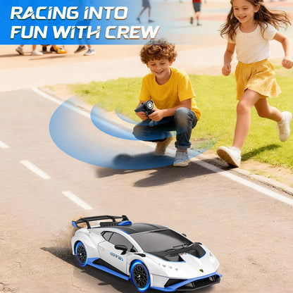 LUXOS RC Lamborghini Remote Control Car, 1:18 Scale Officially Licensed Lamboghini Toy Car, Cool RC Cars Toys for 4 5 6 7 8 9 10 11 12 Year Old Boys Kids Adults Gifts, 15km/h Fast RC Drift Car (White)