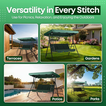 Flexzion Replacement Canopy for Outdoor Swing - 66" X 45" 2 Seat Bench Glider Swings Shade Fabric UV Weather Waterproof for Outdoor Garden Patio Yard Park Porch Seat Furniture, Green