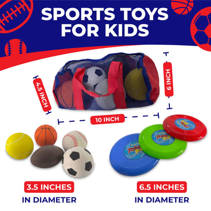 Toysery Foam Kickball Set for Toddler and Baby – Soft Foam Soccer Ball, Football, Basketball, Tennis Ball & More – Easy to Hold, Safe Toddler Ball Set with Carry Bag for Kids Ages 1-3