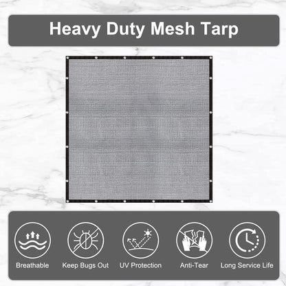 LOVE STORY 8x8FT Shade Cloth for Plant Heavy Duty Knitted Mesh Tarp with Grommets Screen Mesh Netting for Garden Patio Porch Pools Greenhouse Dump Truck