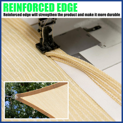 ShadeMart 12' x 20' Beige Sun Shade Sail Rectangle Canopy Fabric Cloth Screen, Water and Air Permeable & UV Resistant, Heavy Duty, Carport Patio Outdoor - (We Customize Size) SMSL