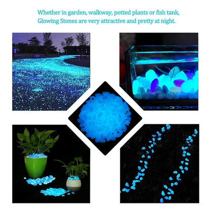 2.4Lbs 550Pcs Glow in the Dark Stones Garden Pebbles Rocks Indoor Outdoor Decor Luminous Stone for Walkways Driveway Yard Grass Fish Tank Halloween Decoration Large Bag