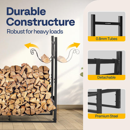 VIVOHOME 3ft Heavy Duty Indoor Outdoor Firewood Storage Log Rack with Kindling Holder