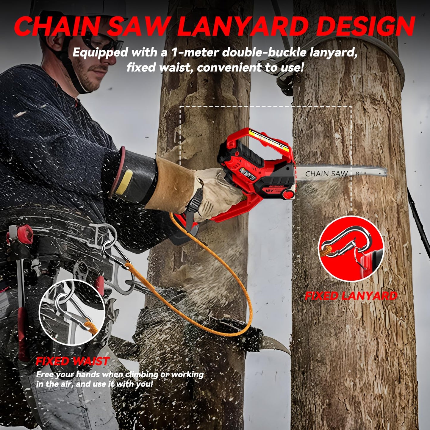 Mini Chainsaw for Milwaukee Battery, 8-Inch and 6-Inch 2-in-1 Cordless Electric Chainsaw with Brushless Motor and Auto-Oiler, 800W Hand Chainsaw for Tree Pruning Wood Cutting (No Battery)