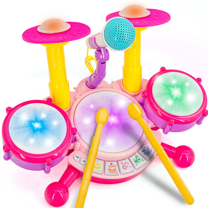 Pink Drum Set for Girls – Toddler Musical Instrument Kit