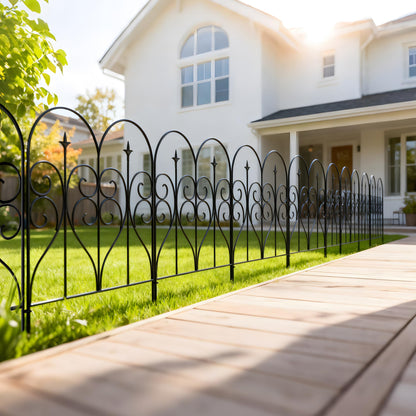 Thealyn Garden Fence 32" H x 10ft (5 Panels), No Digging Heavy Duty Metal Fence Panels, Rustproof Outdoor Dog Fence Animal Barrier, Decorative Fencing for Flower Bed, Yard, Landscape Edging
