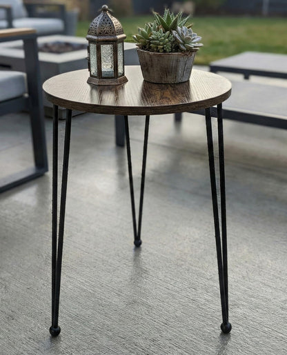 iLTreFlo 17 Inch Tall Metal Plant Stand Indoor,Heavy Duty Flower Pot Holder with 11.5 Inch Modern Round Board Table,Sturdy Metal Tripod Design Side Table,Matte Black