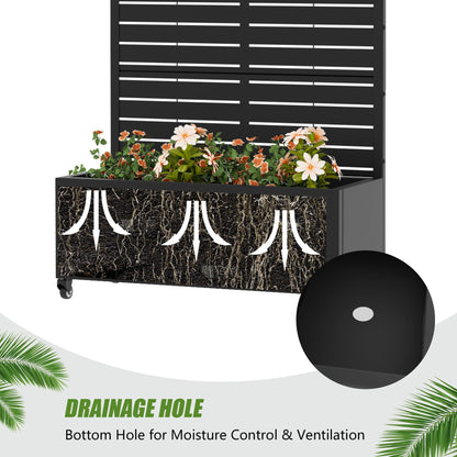 Casaphoria 72"x35" Metal Raised Garden Bed with Trellis(2 Pack), Outdoor Planter Box with Wheels & Drainage Holes for Climbing Plants, Flowers, Elevated Garden Kit with Privacy Screen, Black-Louvered