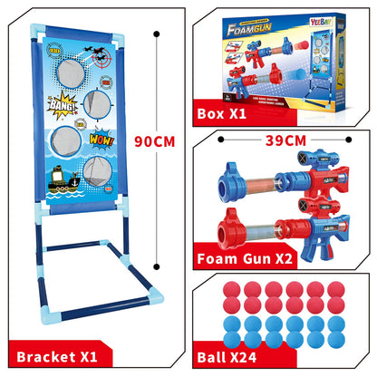 YEEBAY Shooting Game Toy for Age 6, 7, 8,9,10+ Years Old Kids, Boys - 2pk Air Guns & Shooting Target & 24 Foam Balls - Ideal Gift - Compatible with Toy Guns