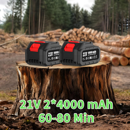 SOUSKY 8 Inch Brushless Mini Chainsaw Cordless, High-Power Battery Chainsaw with 2×4000mAh Batteries, Electric Handheld Power Chain Saw for Tree Trimming Wood Cutting