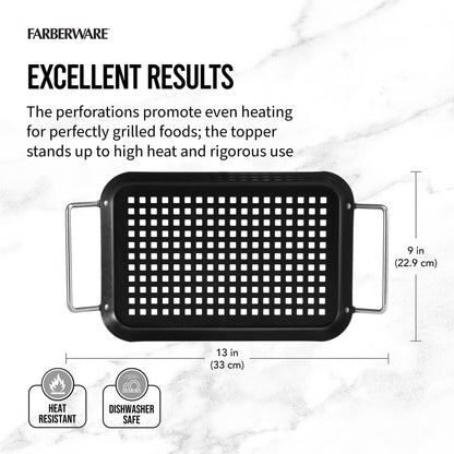 Farberware Barbecue Grill Topper, 7x13.5-Inch, Black