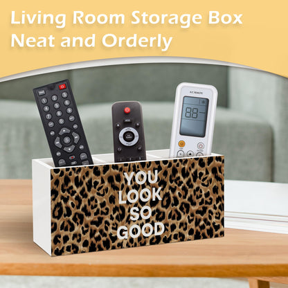 Foyoulame Inspirational Leopard Print Pen Pencil Holder, Cheetah Desk Accessories, Trendy Leopard Print You Look So Good Wooden Pen Pencil Organizer for Y2k Room Dorm Desk Decor