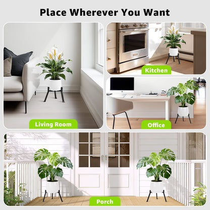 Metal Plant Stand Indoor Outdoor- Anti-Rust Metal Plant Stand, Stable Corner Plant Stands Fits 5.9 to 8.7 Inches Pots, Adjustable Heavy Duty Plant Pot Flower Holder for Patio, Garden, Home, Black - 1 Pack
