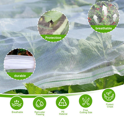 10x35Ft Garden Netting for Raised Bed, Thickened 60 Mesh Bird Netting for Garden Protection, Mesh Insect Row Covers for Plant Pest Barrier Fruits Flowers Crops Greenhouse Protect from Birds Bugs