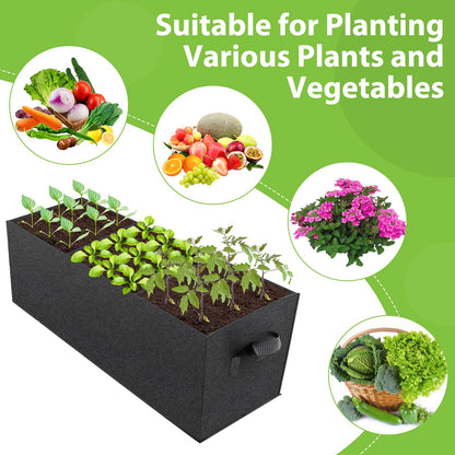 RGJ 3 Pack Fabric Raised Garden Bed, 22 Gallon 3x1x1 FT Garden Growing Bags with Handle, 3 Grids Breathable Garden Grow Bed Bag Grow Planter Bags Plant Bed for Planting Vegetables, Flowers and Herbs