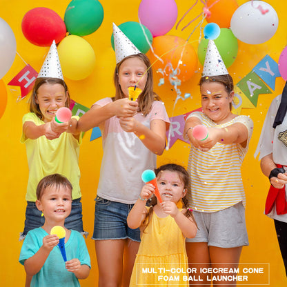 Cagemoga 40 Pcs Ice Cream Shooters Toy 4 Inch Ice Cream Cone Foam Ball Launcher Toy for Kids Birthday Party Favors Carnival Prizes Goody Bag Fillers
