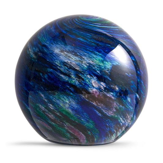 Hand Blown Glass Figurines Ball Ocean Waves,Office Paperweight Glass for Desk,Home Decor Collectible,Aquarium Decor,Office Decor Ocean Lovers (Planet)