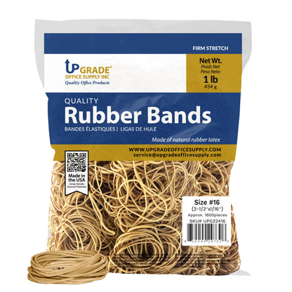 Upgrade Office Supply UPG22416PK2 Rubber Bands, Size #16 (5-1/8 in x 1/16 in), 1,800 Bands, 1 lb Bag, 2 Pack, USA