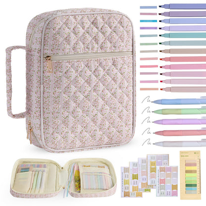 PPeen Bible Cover Case for Women Large Bible Cover Bag Quilted Bible Carrying Case for Girls Bible Study Supplies Accessories Christian Gifts for Women (Pink Floral, Large)