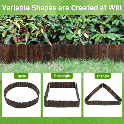 Mulctun Wood Garden Edging - 5.9" H X 47" L Sturdy Wooden Landscape Edging, Small Flower Bed Edging Borders, Decorative Wooden Garden Fence for Yard Flower Bed Lawns Pathway Tree (4 Packs)