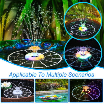 AISITIN 4W Solar Fountain with Lights, Chargeable Solar Bird Bath Fountains Built-in 2200mAh Battery, 2026 Upgrade Glass Panel Solar Water Pump for Bird Bath, Garden, Pond, Pool, Fish Tank, Aquarium