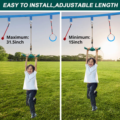 YAMIPROBI Swing Spins Set: 360° Handle Twist-Spin Flips Toy - Slackline Attachments Activate Play Powers - Accessories for Kids' Playground and Backyard Fun, Green