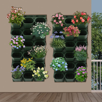 Eapmic Vertical Wall Planter with 36 Pots, Hanging Garden Plant Flowerpot Holder, Stackable Wall-Mounted Planter, Balcony Planters for Flowers Vegetables Fruits (Army Green, 36 Pots)