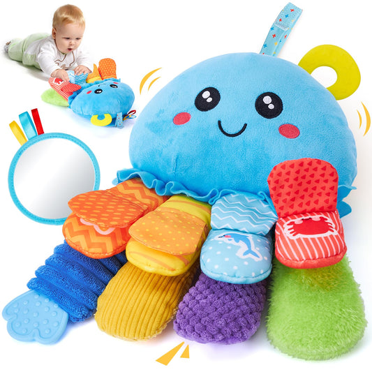 hahaland Baby Sensory Toys 3-6 Month - 15 in 1 Soft Tummy Time Toy with Crinkle Rattle Mirror for Infant Hanging Carseat Toys for 0-6 Month Developmental Newborn Montessori Toy for 3 4 5 6 Months