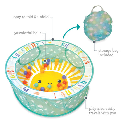 Infantino Pop-Up Ball Pit, 50 Colorful Balls, Easy Setup & Storage, 35" Spacious Play Area, Bright & Colorful Design, Includes Storage Bag