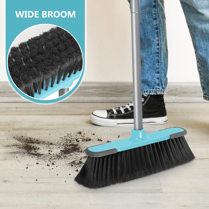 Indoor Broom,Soft Bristle Heavy-Duty Broom for Sweeping Concrete Courtyard Garage Patio Indoor Home Kitchen Office