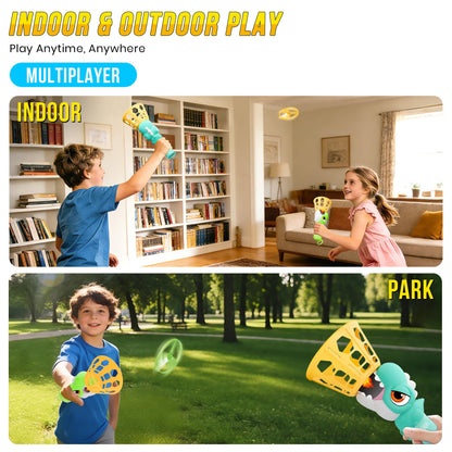 Outside Toys for Kids Ages 4-8 Electric Manual Capture Catching Game for Kids, Automatic Flying Disc Launcher Outdoor Indoor Toy, Chasing Toy for Boys Girls, Perfect Yard Beach Family Game
