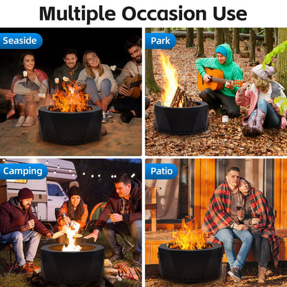 Permade Smokeless Firepit Outdoor-25 Inch Large Smokeless Fire Pits for Outside with Handles, Portable Low Smoke Metal Wood Stove for Camping, Patio, Backyard, Garden, Picnic-XL