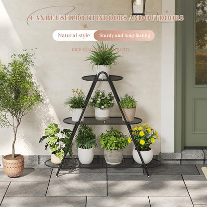 STDDRE Plant Stand Indoor Plant Shelf Outdoor Corner Tall Plant Rack 3-Tier Large Metal Plant Holder Heavy-Duty Flower Rack for Patio,Living Room,Garden Decor (Black)