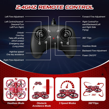 Spider Mini Drone for Kids Beginners - Toss to Go RC Quadcopter with LED Lights, 2 Batteries, Headless, 3 Speed Mode, 3D Flips, Obstacle Avoidance, Indoor Outdoor Cool Toys Gifts for Boys Girls Christmas Stocking Stuffers