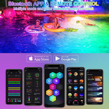 T-SUN Underwater LED Pond Lights – IP68 Waterproof Submersible Fountain Lights with App & Remote Control, 16M Colors Underwater Lighting for Koi Ponds/Garden Water Features Aquarium (4-Pack)