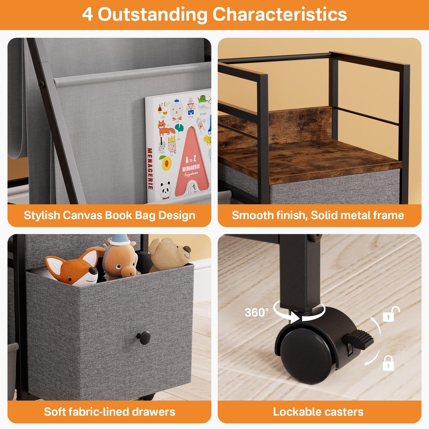 Modanais Book Shelf for Kids Rooms, Toddler Bookshelf Baby Bookcase with Kids Storage for Nursery, Bedroom, Playroom, Easy Assembly (Black)