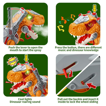 Dinosaur Ride On Toy Cars for Kids, Toddler Electric Ride On Toys with Music, Light & Smoke, 3-5 Year Old boy Gift, Preschool Kids Scooter Foot-to-Floor Walker for Indoor Outdoor