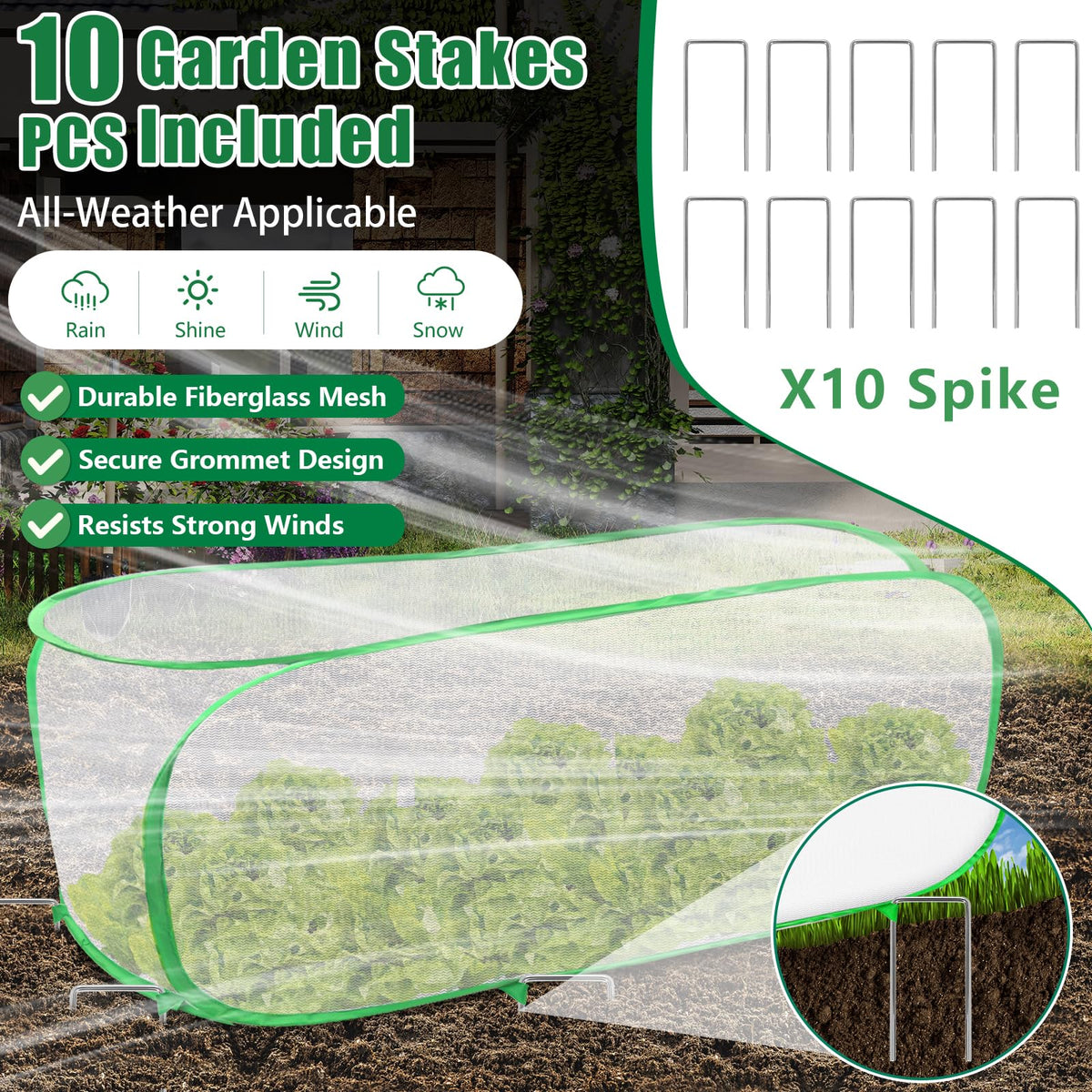 2PCS Garden Netting Covers for Raised Beds, 3.9 X 2FT Garden Raised Bed Cover with 10 Stakes, Plant Netting for Garden Protection, Insect Bird Pest Barrier for Vegetables Fruits Flowers Crops