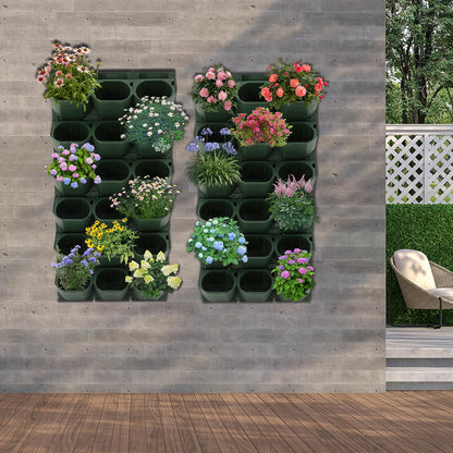 Titunjian Self Watering Wall Planter with 36 Pots Vertical Wall Planters Indoor Outdoor Plant Flower Pot Holder Space-Saving Garden Planter for Herbs Vegetables Flowers (Green)
