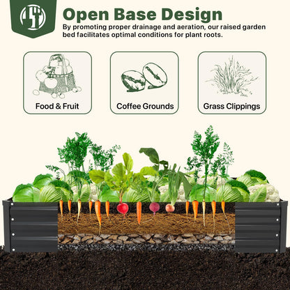 DTIG Galvanized Raised Garden Bed with Trellis, 6×3×1 FT 2 Pack Outdoor Garden Bed, Upgraded 4×3 Support, Black