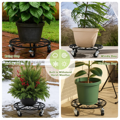 6 Pack Plant Caddy with Wheels 11.8 Inch Rolling Plant Stand for Large Plants Heavy Duty Plant Rollers Metal Plant Dolly Rustproof Planter Stand Wrought Iron Plant Stands Flower Cart Indoor Outdoor