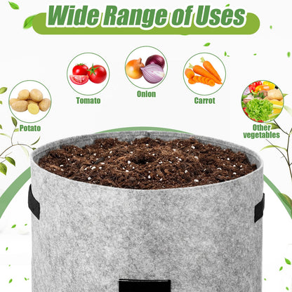 Yoojahow 8 Pcs 15 Gallon Potato Grow Bags Garden Planting Bag Vegetable Grow Bags with Flap and Handle Thickened Nonwoven Fabric Pots Thick Fabric Garden Containers for Potato Tomato Vegetables