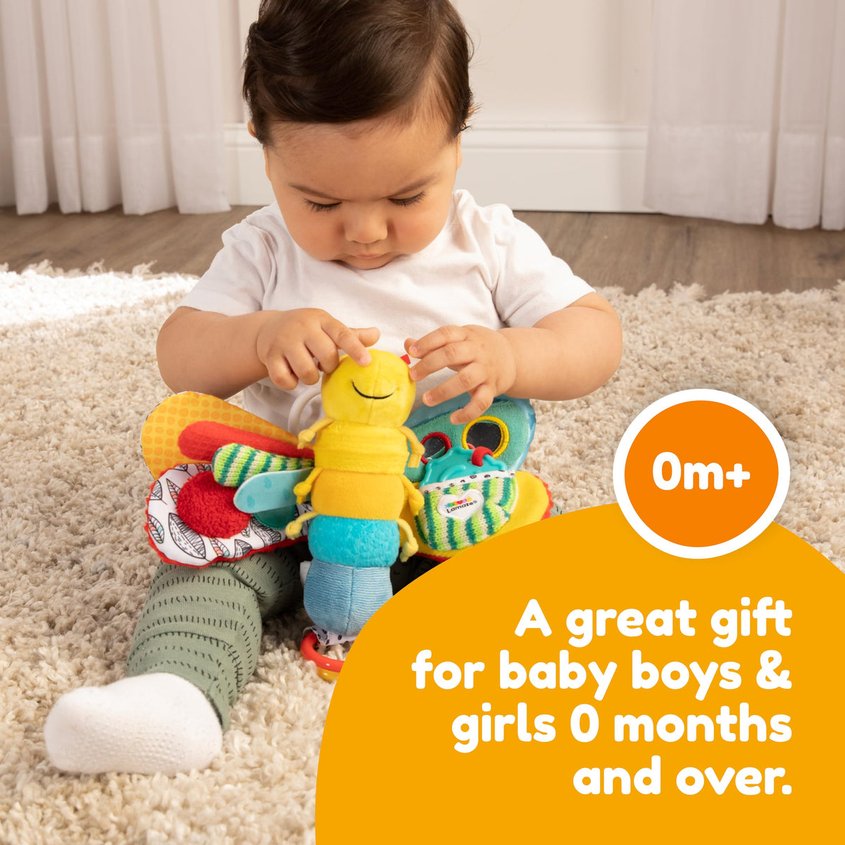 Lamaze Clip On Car Seat and Stroller Toy - Freddie the Firefly - Includes Lady Bug Teether - High Contrast Sensory Crinkle Toys for Babies - Infant Travel Toys - Ages 0 Months and Up
