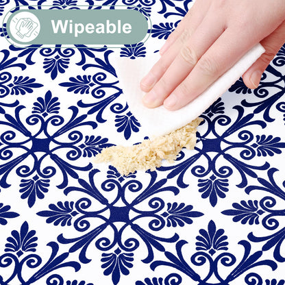 misaya 2 Pack 6 Foot Rectangle Picnic Tablecloth, Elastic Fitted Waterproof Table Cover, Windproof Washable Polyester Table Cloth for Camping, Indoor and Outdoor (Navy, 30" x 72")
