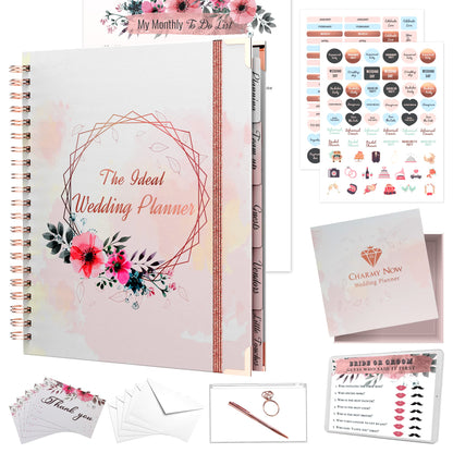 Wedding Planner Book Rose Gold - Ideal Bridal Planning Journal Set with Checklists, Undated Calendar, Accessories, Luxury Box & Online Tools - Perfect Future Mrs Gifts