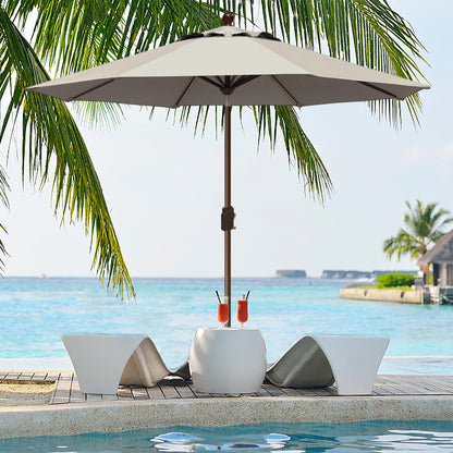 EliteShade USA 10-Year-Non-Fading 9Ft Market Patio Umbrella, UPF 50+ UV Protection Performance Sun Umbrella, Heavy Duty Commercial Grade Outdoor Table Umbrella with Crank & Tilt, Windproof Vented Top for Garden, Pool, Deck and Outdoor Playsets, Antique Be